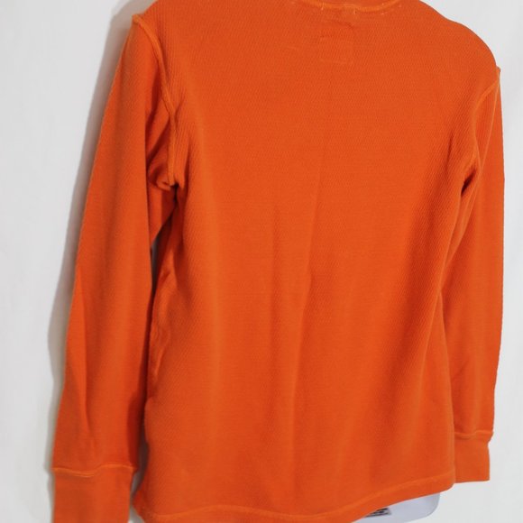 NAUTICA JEANS CO. Orange Thermal Shirt Size Large Long Sleeve Crew Neck Embossed - Picture 6 of 10